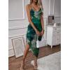 imageSOLY HUX Womens Tie Dye Cowl Neck Split Hem Bodycon Cami Dress Backless Long DressesGreen Tie Dye