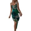 imageSOLY HUX Womens Tie Dye Cowl Neck Split Hem Bodycon Cami Dress Backless Long DressesGreen Tie Dye
