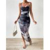 imageSOLY HUX Womens Tie Dye Cowl Neck Split Hem Bodycon Cami Dress Backless Long DressesGrey Tie Dye