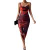 imageSOLY HUX Womens Tie Dye Cowl Neck Split Hem Bodycon Cami Dress Backless Long DressesMulti Tie Dye