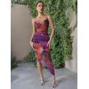 imageSOLY HUX Womens Tie Dye Cowl Neck Split Hem Bodycon Cami Dress Backless Long DressesMulticoloured Tie Dye