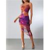 imageSOLY HUX Womens Tie Dye Cowl Neck Split Hem Bodycon Cami Dress Backless Long DressesMulticoloured Tie Dye