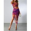 imageSOLY HUX Womens Tie Dye Cowl Neck Split Hem Bodycon Cami Dress Backless Long DressesMulticoloured Tie Dye