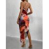 imageSOLY HUX Womens Tie Dye Cowl Neck Split Hem Bodycon Cami Dress Backless Long DressesOrange Multi