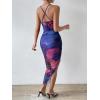 imageSOLY HUX Womens Tie Dye Cowl Neck Split Hem Bodycon Cami Dress Backless Long DressesPurple Multi