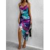 imageSOLY HUX Womens Tie Dye Cowl Neck Split Hem Bodycon Cami Dress Backless Long DressesPurple and Green