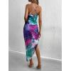 imageSOLY HUX Womens Tie Dye Cowl Neck Split Hem Bodycon Cami Dress Backless Long DressesPurple and Green