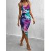 imageSOLY HUX Womens Tie Dye Cowl Neck Split Hem Bodycon Cami Dress Backless Long DressesPurple and Green
