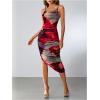 imageSOLY HUX Womens Tie Dye Cowl Neck Split Hem Bodycon Cami Dress Backless Long DressesRed Multi