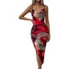 imageSOLY HUX Womens Tie Dye Cowl Neck Split Hem Bodycon Cami Dress Backless Long DressesRed Tie Dye