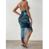 imageSOLY HUX Womens Tie Dye Cowl Neck Split Hem Bodycon Cami Dress Backless Long DressesTeal Blue