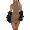 imageSOLY HUX Backless Dresses for Women Cap Sleeve Boat Neck Fitted Mini Dress Party Club Rave OutfitSolid Coffee Brown