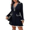 imageSOLY HUX Womens Plus Size Long Sleeve Knitted Sweater Dress Half Button Down Collar Bodycon Mini DressesPure Black