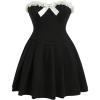 imageSOLY HUX Womens Plus Size Tube Dress Lace Trim Bow Strapless Sleeveless Pleated A Line Short DressesPure Black
