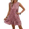 imageSOLY HUX Womens Ruffle Hem Sleeveless Tank Dress Round Neck Casual Jacquard Hem Smock Summer Mini DressesRusty Rose