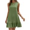 imageSOLY HUX Womens Ruffle Hem Sleeveless Tank Dress Round Neck Casual Smock Summer Mini DressesArmy Green