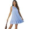 imageSOLY HUX Womens Ruffle Hem Sleeveless Tank Dress Round Neck Casual Smock Summer Mini DressesPure Blue