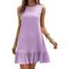 imageSOLY HUX Womens Ruffle Hem Sleeveless Tank Dress Round Neck Casual Smock Summer Mini DressesSolid Lilac Purple