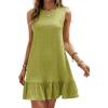 imageSOLY HUX Womens Ruffle Hem Sleeveless Tank Dress Round Neck Casual Smock Summer Mini DressesSolid Lime Green