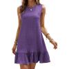 imageSOLY HUX Womens Ruffle Hem Sleeveless Tank Dress Round Neck Casual Smock Summer Mini DressesSolid Purple