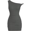 imageSOLY HUX Womens Summer Mini Dresses Off The Shoulder Ruched Bodycon Graduation Dress Sexy Going Out Party Club OutfitsPlain Grey