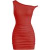 imageSOLY HUX Womens Summer Mini Dresses Off The Shoulder Ruched Bodycon Graduation Dress Sexy Going Out Party Club OutfitsSolid Red