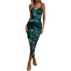 imageSOLY HUX Womens Tie Dye Cowl Neck Split Hem Bodycon Cami Dress Backless Long DressesDark Green