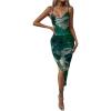 imageSOLY HUX Womens Tie Dye Cowl Neck Split Hem Bodycon Cami Dress Backless Long DressesGreen Tie Dye