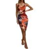 imageSOLY HUX Womens Tie Dye Cowl Neck Split Hem Bodycon Cami Dress Backless Long DressesOrange Multi