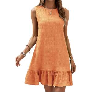 imageSOLY HUX Womens Ruffle Hem Sleeveless Tank Dress Round Neck Casual Smock Summer Mini DressesLight Orange