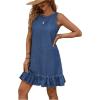 imageSOLY HUX Womens Denim Dress Sleeveless Button Back Ruffle Short Jean Dresses Cute Summer Tank DressPlain Blue