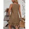 imageSOLY HUX Womens Denim Dress Sleeveless Button Back Ruffle Short Jean Dresses Cute Summer Tank DressPlain Khaki