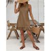 imageSOLY HUX Womens Denim Dress Sleeveless Button Back Ruffle Short Jean Dresses Cute Summer Tank DressPlain Khaki