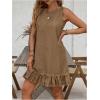 imageSOLY HUX Womens Denim Dress Sleeveless Button Back Ruffle Short Jean Dresses Cute Summer Tank DressPlain Khaki