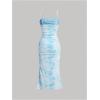 imageSOLY HUX Womens Floral Print Mesh Ruched Bodycon Cami Dress Spaghetti Strap Summer Long DressesBlue Floral