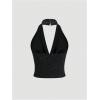 imageSOLY HUX Womens Halter Top Sparkly Sexy Backless Party Crop Tops Club Rave Festival Outfits BlackPure Black