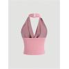 imageSOLY HUX Womens Halter Top Sparkly Sexy Backless Party Crop Tops Club Rave Festival Outfits BlackPure Pink