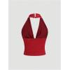 imageSOLY HUX Womens Halter Top Sparkly Sexy Backless Party Crop Tops Club Rave Festival Outfits BlackPure Red