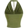 imageSOLY HUX Womens Halter Tops Draped Front Sleeveless Backless Y2K Crop Sexy Cami Tops Going Out Summer OutfitsPure Army Green