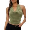 imageSOLY HUX Womens Halter Tops Draped Front Sleeveless Backless Y2K Crop Sexy Cami Tops Going Out Summer OutfitsPure Army Green