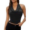 imageSOLY HUX Womens Halter Tops Draped Front Sleeveless Backless Y2K Crop Sexy Cami Tops Going Out Summer OutfitsPure Black