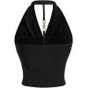 imageSOLY HUX Womens Halter Tops Draped Front Sleeveless Backless Y2K Crop Sexy Cami Tops Going Out Summer OutfitsPure Black