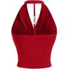 imageSOLY HUX Womens Halter Tops Draped Front Sleeveless Backless Y2K Crop Sexy Cami Tops Going Out Summer OutfitsPure Red
