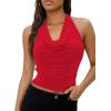 imageSOLY HUX Womens Halter Tops Draped Front Sleeveless Backless Y2K Crop Sexy Cami Tops Going Out Summer OutfitsPure Red