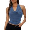 imageSOLY HUX Womens Halter Tops Draped Front Sleeveless Backless Y2K Crop Sexy Cami Tops Going Out Summer OutfitsSolid Blue