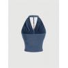 imageSOLY HUX Womens Halter Tops Draped Front Sleeveless Backless Y2K Crop Sexy Cami Tops Going Out Summer OutfitsSolid Blue