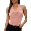 imageSOLY HUX Womens Halter Tops Draped Front Sleeveless Backless Y2K Crop Sexy Cami Tops Going Out Summer OutfitsSolid Pink