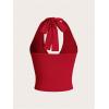 imageSOLY HUX Womens Halter Tops V Neck Tie Backless Summer Crop Tank TopPlain Red