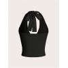 imageSOLY HUX Womens Halter Tops V Neck Tie Backless Summer Crop Tank TopPure Black