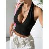 imageSOLY HUX Womens Halter Tops V Neck Tie Backless Summer Crop Tank TopPure Black